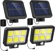 Solar Outdoor Lights Motion Sensor w/ 240 Bright COB LED, 16.4Ft Cable, 3 Lighting Modes, Adjustable Panels. Wired Security Solar Powered Flood Lights for Indoor, Outside, Yard, Garden(5500K, 2 Set)