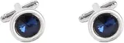 [JYHLSHBA] Cufflinks For Men 1 Pair Of Round Blue Crystal Zircon Cufflinks Men'S Shirt French Cufflinks