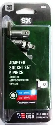 (J) SK Professional Tools 1/4 and 3/8 in. Socket Adapter Set 6 pc #20206