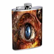 Clock Eye Em1 Flask 8oz Stainless Steel Hip Drinking Whiskey