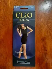 Clio Italian Leg Support Pantyhose 20 Denier Black X-Tall