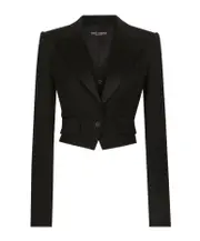 Dolce Gabbana Cropped Gabardine Tuxedo Jacket IT40,IT42,IT38 black
