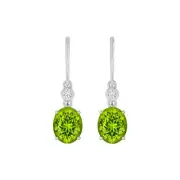 Peridot & Diamond 925 Sterling Silver August Birthstone Dangle Earring #1004