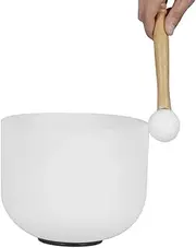 Frosted Quartz 7 Inch Crystal Singing Bowl for Yoga Meditation & Sound Bath, with Rubber Mallet and O-ring(B Note)
