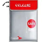 Fireproof Document Bag Upgraded 2 Pockets (2000 ℉)15 x 11 Inches Silicone Coa...