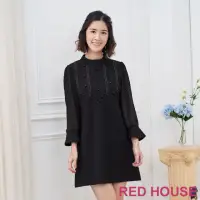 在飛比找momo購物網優惠-【RED HOUSE 蕾赫斯】素面透膚袖洋裝(黑色)