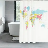 在飛比找樂天市場購物網優惠-180X180cm歐式大版世界地圖 防水加厚浴簾 滌綸浴簾 