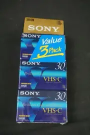 Sony 3 Pack Premium VHS-C 30 min SP or 90 min EP Camcorder Blank Tapes TC-30VHG