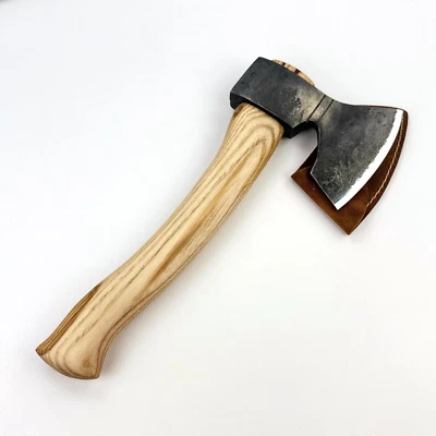 Hand-Forged Axe – Ash Handle, Carbon Steel Blade, For Carving or Camping Use.