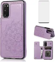 [Asuwish] Phone Case for Samsung Galaxy S20 Plus Glaxay S20+ 5G with Screen Protector and Wallet Cover Leather Credit Card Holder Stand Cell Gaxaly S20+5G S20plus 20S + S 20 20+ G5 Women Men Purple