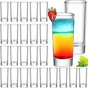 SuproBarware Shot Glasses Set, 2oz/60ml Tall Glass Shot Glasses Set of 24 Clear Spirit Glasses Heavy Base, Round Rock Shot Glasses Bulk Reusable for Vodka Cocktail Liqueurs Tequila Party Glassware
