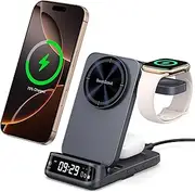 SwanScout 708M Wireless Charger for Apple, Mag-Safe Charger Station for iPhone 16/15/14/13/12, Apple Watch Ultra 2/10/9/8/7, AirPods Pro/4/3 (No Adapter)