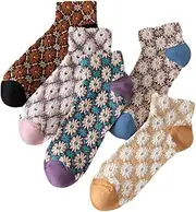 [DDWRGD] Cute Socks for Women Vintage Butterfly Patterned Cotton Cute Socks for Girls Vintage Embroidered Floral Socks