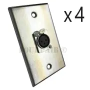 4 Pack 1-Port Socket XLR Female Stainless Steel Microphone Mic Audio Wall Plate