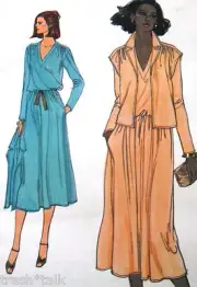 Loose pullover dress sewing pattern sz 12 VOGUE vtg 70s cardigan jacket V neck