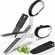 Frafuo Professional Herb & Vegetable Scissors - Paper Scissors for office - Herb Cutter Shears with 5 Blades and Cover -5 Stainless Steel Blades for Fast Cutting - Durable & Easy Grip