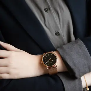 Calvin Klein美國原廠平輸 | CK手錶 紳士簡約三針皮帶手錶-黑x玫瑰金 K8Q316C3 限時搭贈錶帶