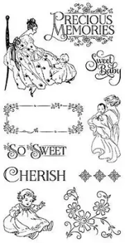 GRAPHIC 45 "PRECIOUS MEMORIES" CLING STAMP SET BABY INFANT SCRAPJACK'S