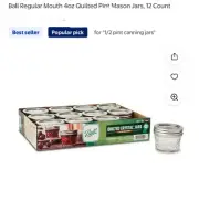 Ball 4oz Quilted Crystal Jars- (12) Quarter Pint Pack [New] + Labels