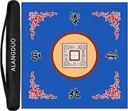 Mahjong Mat Anti Slip Noise Reduction Table Cover for Mahjong Paigow Poker 31.5 x 31.5 Inches (Blue)