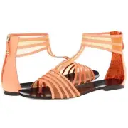 $695 Victor & Rolf S49WP0067 Gladiator Style Flat Sandals, Women's Shoes, Salmon