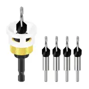 4-in-1 Countersink Drill Bit Set with Low Friction Depth Stop 6.25mm Shank Tungsten Steel Drill Bits 2.8mm 3.2mm 3.5mm 4