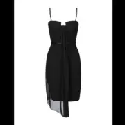 Escada Silk Scarf Front Little Black Dress 10 NWT