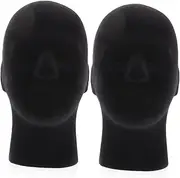 LALADEFIEE 2Pcs Male Foam Mannequin Head Display Stand for Wigs Hats Glasses Durable Foam Wig Holder Smooth Surface for Wig Making and Styling for Professional Displays