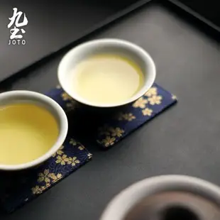 九土手工功夫茶道布藝杯墊日式布咖啡杯墊茶壺雙層棉麻布杯墊杯子