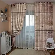 Exquisite Blackout Curtains Super Soft Retro & Wooden Plank W168cm (66") x D183cm (72") x 2 for Kids Bedroom Energy Saving Curtain Solid Durable Polyester Blocking Eyelet Treatment Sets for Nursery