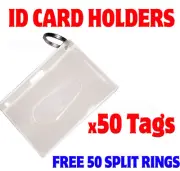ID ACCESS CARD Holders Pack x50 Tags + 50 Split Rings - Bulk Lot KEVRON AUST