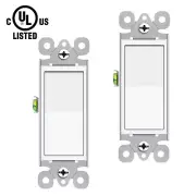 2× Decorator Rocker Wall Light Switch Single Pole Self-Grounding 3-Year Warranty