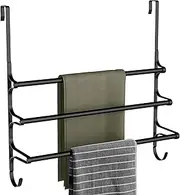 CANYAVE Over The Door Towel Rack, Triple Towel Storage Holder with Hooks, 23.62 Inches Towel Bar Hanger Towel Racks for Bathroom (Black)
