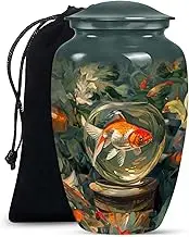 Fishing Urns for Ashes Adult Male - Green Cremation Urn for Women & Men - Burial & Funeral Decorative Urn - Memorial Tribute for Loved Ones - 10 Inch
