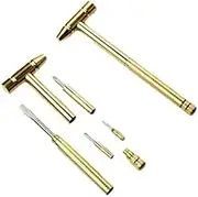 1Pc Mini Golden Hammer Brass Hammer with Screwdriver Hand Tools Multifunction 6 in 1 Jewelers Hammer Copper Hammer for Repair Mobile Phones,Laptops,Watches,Glasses,Small in Size and Light in Weight