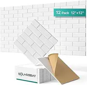 Soundproof Wall Panels Self-adhesive Acoustic Panels 12 Pack Sound Absorbing Panel High Density Sound Proof Panels for Wall Decoration and Acoustic Treatment 12"×12"×0.4"