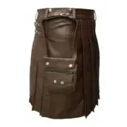 leather kilts for men with leather bag attached on it made with 100% cow leather