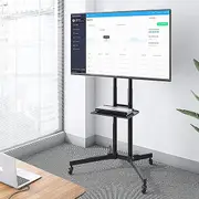 Advwin Mobile TV Cart Floor TV Stand With Laptop Shelf & Lockable Wheels For 32"-65" Adjustable Height Home Living Room Office