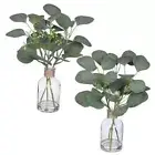 2 Pack Small Fake Plants Eucalyptus Potted，Artificial Eucalyptus Stems in