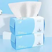 Cotton Facial Dry Wipes 100 Count, Deeply Cleansing Disposable Face Towel Wash Cloth, Multi-Purpose for Skin Care, Make-up Wipes, Face Wipe and Facial Cleansing (2 Pack)