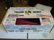 100' 12/3 Yellow Jacket Extension Cord Light End SJTW Heavy Duty USA made 2885