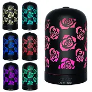 Black Rose Essential Oil Aromatherapy Diffuser, Humidifier & 7 LED Color Lamp