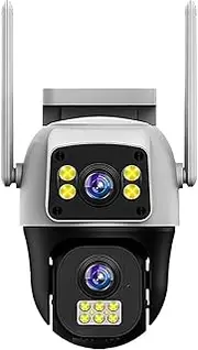 4K 8MP 4G IP Camera Dual Lens Outdoor Waterproof 360° Human Detect Video Surveillance CCTV Security Protection PTZ Cameras(UK Plug,4G Cam Add 128G)