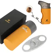 Wood Travel Humidor Cigar Case 1 Jet Flame Torch Lighter With Punch Cigar Cutter