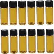 Happyyami 12Pcs Brown Glass Sample Bottles with Screw Caps Transparent Small Containers for Essential Oils Perfumes and Chemistry Chemicals Durable and Portable Storage