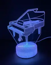 Fortepiano Music Instrument 3D Night Light Color Changing Illusion Lamp Birthday