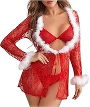 [Generic] Lonely Lingerie Lingerie Christmas Women Sleepwear Underwear V-Collar Skimpy Lingerie Bikini