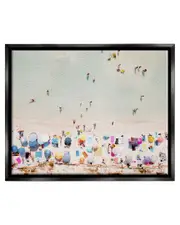 Aerial Beach View People Swimming Framed Floater Canvas Wall Art by Krista Broadway