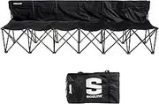 Franklin Sports Sideline Team Bench - Folding 6 Person Seating for Soccer + Sport Teams - Collapsible 6 Chair for Kids + Adults - Black