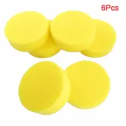 Car Vehicle Yellow Round Sponge Wax Applicator Pads 6 Pcs